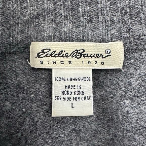 Eddie Bauer Womens Large Gray Fair Isle Lambswool 1/4 Zip Wool Pullover Sweater - Picture 2 of 7